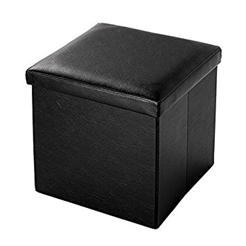 Bailey Home Foldable Storage Ottoman Faux Leather Black 15'X15 X 15