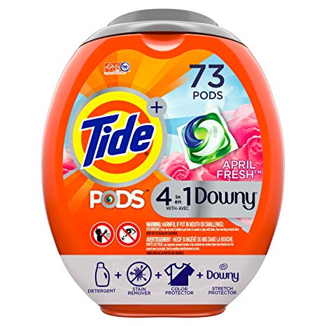 Tide Pods with Downy, Liquid Laundry Detergent Pacs, April Fresh, 73 Count