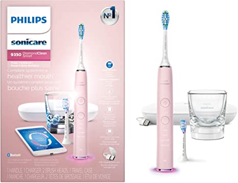 Philips Sonicare DiamondClean Smart 9350 Rechargeable Electric Toothbrush with Bluetooth Connectivity & Travel Case, Pink, HX9902/65