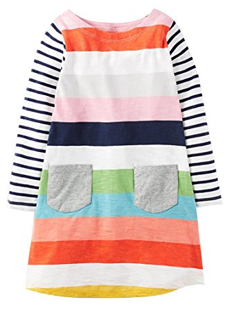 Fiream Girls Cotton Longsleeve Casual Dresses Applique Cartoon