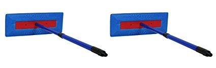 SnoBrum Original Snow Removal Tool with 17" to 28" Compact Telescoping Handle- Remove snow from vehicles, awnings, pool/hot tub covers and more without Scratching (2 Pack)