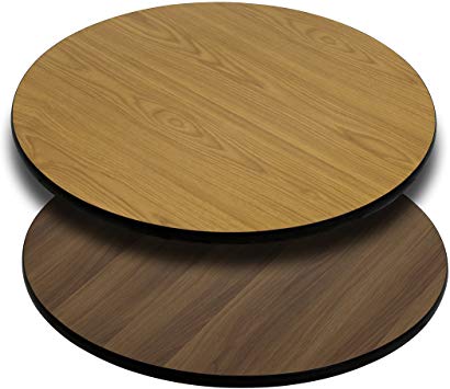 Flash Furniture 30'' Round Table Top with Natural or Walnut Reversible Laminate Top