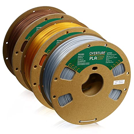 OVERTURE PLA Filament 1.75mm PLA 3D Printer Filament, 1kg Cardboard Spool (2.2lbs), Dimensional Accuracy  /- 0.03mm, Fit Most FDM Printer (Royal Copper  Silver Gold)