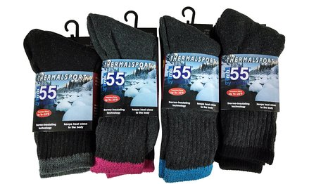 4 Pairs of excell Women's Casual Thermal Crew Socks Assorted Colors, Size 9-11