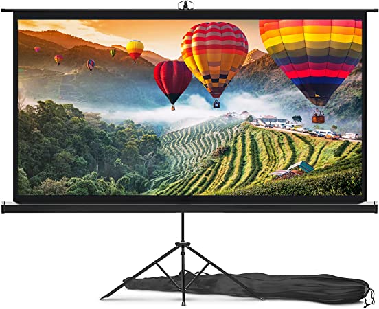 Universal 100-Inch Tripod Screen - Floor Standing Portable Fold-Out Roll-Up Tripod Manual Projector Screen