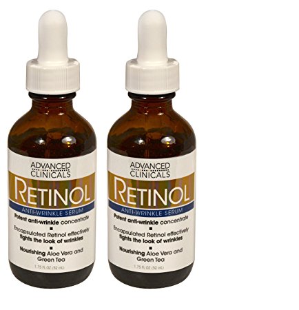 Advanced Clinicals Professional Strength Retinol Serum. Anti-aging, Wrinkle Reducing (Two - 1.75oz)
