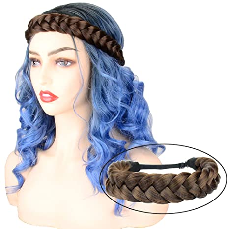 DIGUAN Huge 2 Strands Thick Synthetic Hair Braided Headband Classic Chunky Plaited Braids Elastic Stretch Hairpiece Women Girl Beauty accessory, 4oz (Copper Brown)