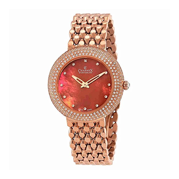 Charmex Las Vegas 6302 35mm Rose Gold Steel Bracelet & Case Synthetic Sapphire Women's Watch