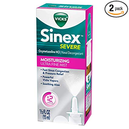 VICKS Sinex Ultra Fine Mist, Moisturizing, 0.5 Fluid Ounce (Pack of 2)