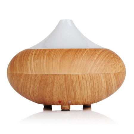 Mini Ultrasonic Humidifier Essential Oil Diffuser Electric Aromatherapy Diffuser with Cool Mist and Auto off - Wood grain