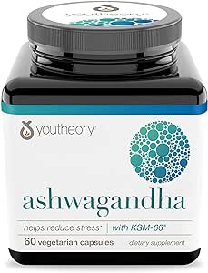 Youtheory Ashwagandha Capsules, Helps Increase Resistance to Stress, 60 Count