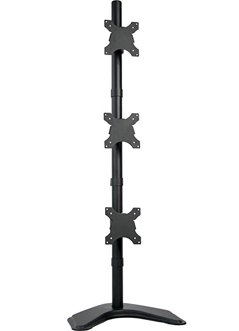 VIVO Triple LCD Monitor Desk Stand, Desktop Mount, Free Standing with Optional bolt-through mount Vertical 3 Screens up to 27" (STAND-V003D)