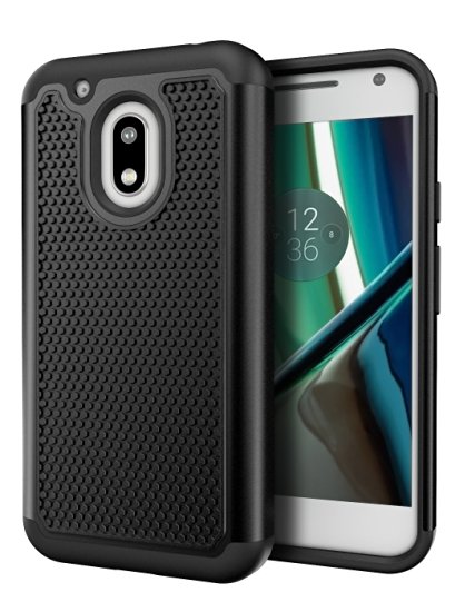 Moto G Play Case, Cimo [Shockproof] Heavy Duty Shock Absorbing Dual Layer Protection Cover for Motorola Moto G4 Play (2016) - Black