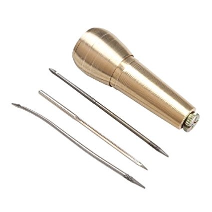 Dealglad Copper Taper-shank Canvas Leather Tent Sewing Awl Hand Stitcher Leathercraft Needle Shoes Repair Kit Tool