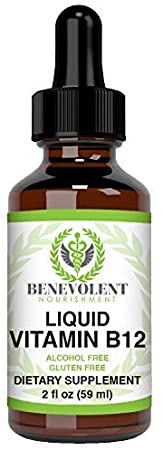 Vitamin B12 Liquid Drops Formula - Potent & Effective 5000 mcg per Serving with Folic Acid and Biotin Fast Absorbing Sublingual Formula - Delicious Raspberry Flavored for All Family- Gluten Free