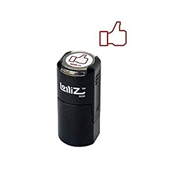 LolliZ Stamp "FACEBOOK LIKE" Round Self-Inking Teacher Stamp with Lid. RED Color, Laser Engraved Rubber