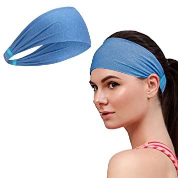 Workout Sweat Bands Headbands for Women - Sport Non-Slip Head Band, Athletic Sweatband, Stretchy Moisture Wicking Hairband, Long Hair, Quick Dry, Running, Yoga, Hiking, Tennis, Exercise Fitness Gym