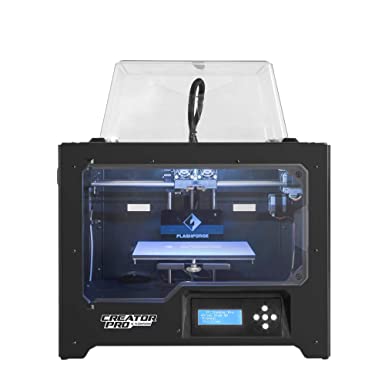 FlashForge 3D Printer Creator Pro, Metal Frame Structure, Acrylic Covers, Optimized Build Platform, Dual Extruder W/2 Spools, Works with ABS and PLA