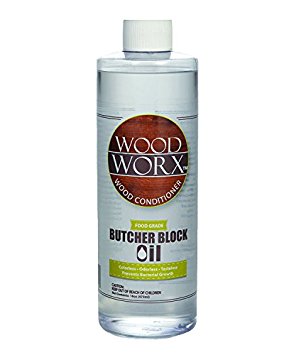 Wood Worx Butcher Block and Cutting Board Oil Conditioner, Food Grade, USP, 16 Ounce Bottle, 100% Mineral Oil