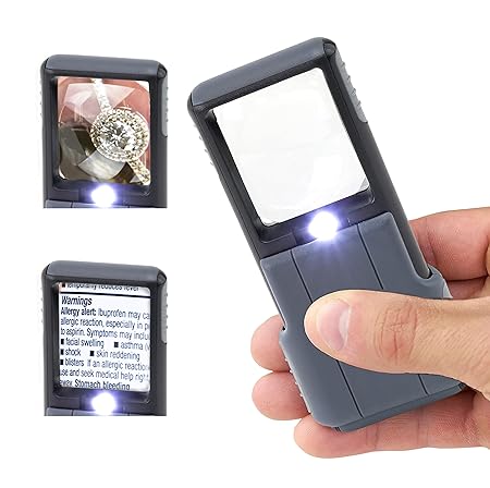 Carson® 5x MiniBrite LED Lighted Slide-Out Aspheric Magnifier with Protective Sleeve (PO-55)
