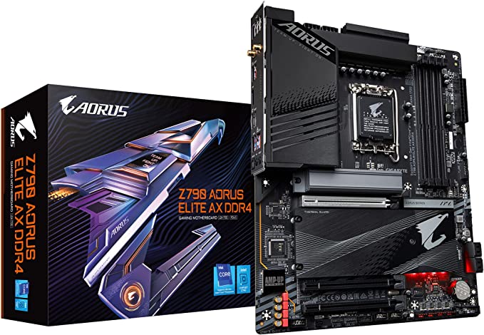 GIGABYTE Z790 AORUS Elite AX DDR4 (LGA 1700/ Intel Z790/ ATX/ DDR4/ Quad M.2/ PCIe 5.0/ USB 3.2 Gen2X2 Type-C/Intel Wi-Fi 6E/ 2.5GbE LAN/Q-Flash Plus/EZ-Latch Plus/Gaming Motherboard)