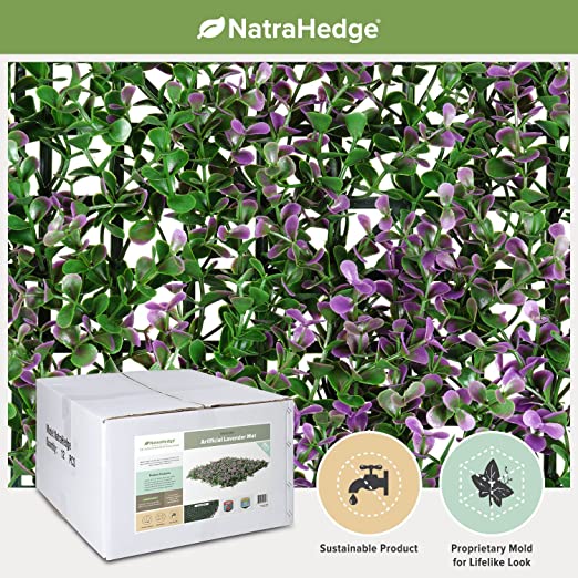 NatraHedge Artificial Lavender 20"x 20" Mat Panels (12 Pack)