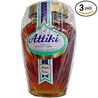 Attiki Pure Greek Honey, 16-Ounce Bottles (Pack of 3)