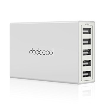 dodocool 5-Port USB Charging Station / 40W 8A USB Wall Charger with 1.5m AC Power Cord for Smartphone/Tablet US Plug White