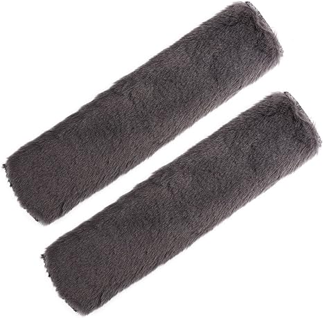 2 Pack Seat Belt Pads, Seatbelt Strap Cover Soft Faux Big Rabbit Fur Car Seat Belt Covers Comfort Car Harness Pads Protect Shoulder Neck Padding for Kids, Adults(Gray)