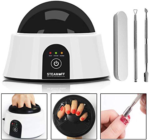 Steam Gel Nail Remover Machine Nail Steamer for Acrylic Nail Gel Polish Dip Powder Removal, with Stainless Steel Cuticle Pusher