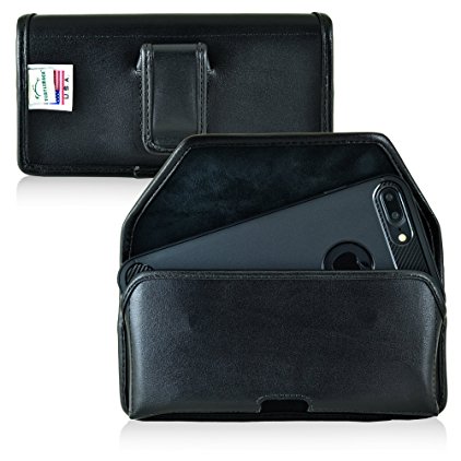 iPhone 8 Plus, iPhone 7 Plus Holster, Made in USA Slim Fit Turtleback iPhone 7  Plus Belt Case with Executive Belt Clip, Horizontal - Made from Premium Bonded Leather