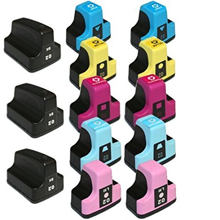 HI-VISION HI-YIELDS Compatible Ink Cartridge Replacement for HP 02 (3 Black, 2 Cyan, 2 Yellow, 2 Magenta, 2 Light Cyan, 2 Light Magenta, 13-Pack)