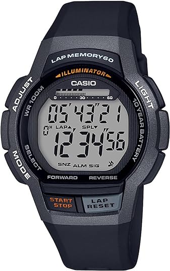 Casio WS-1000H-1A Lap Memory Digital Mens Boys Watch WS-1000 100M WR Original