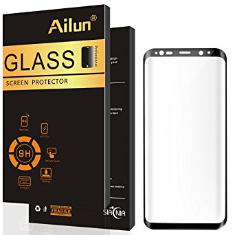 Aliun Galaxy S8 Full Coverage Screen Protector,[Updated Version],with Installation Tray Positioner,3D Curved Glass,Anti-Scratch,9H Hardness Screen Protector for Samsung Galaxy S8[5.7inch]