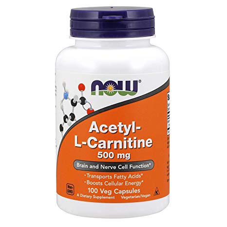 Now Foods Acetyl-L-Carnitine 500Mg (Soy Free, Non-GMO, Nut Free, Gluten Free, Dairy Free, Egg Free, Kosher) - 100 VCaps