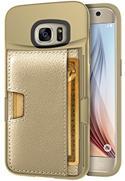 Galaxy S7 Wallet Case - Q Card Case for Samsung Galaxy S7 by CM4 - Ultra Slim ProtectiveKickstand Credit Card Carrying Case (Platinum Gold)