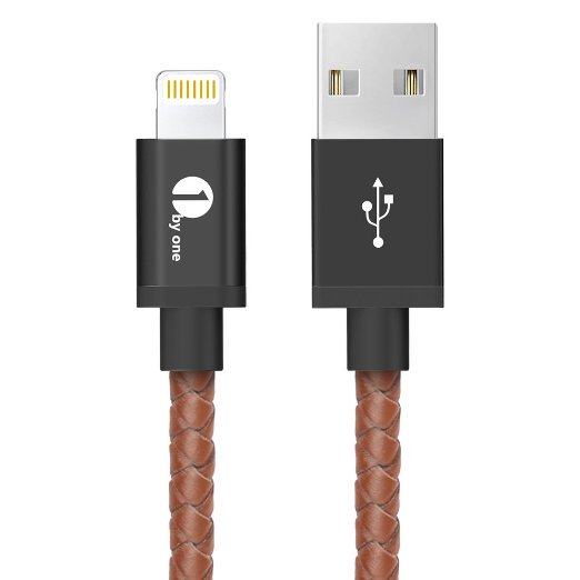 [Apple MFI Certified] 1byone Lightning to USB PU Leather Coated Cable 3.3ft (1M) for iPhone 6s 6 Plus 5s 5c 5, iPad mini, iPad Air, iPad Pro, iPod touch 6th Gen / nano 7th Gen, Brown Leather