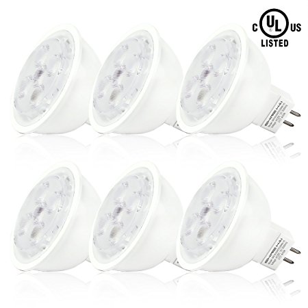 SHINE HAI MR16 LED Light Bulbs, 5.5W (40W Halogen Bulbs Equivalent), 380lm, 4000K Daylight White, 6-Pack