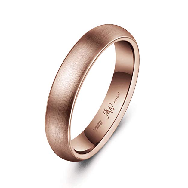 AW Tungsten Carbide Ring Wedding Band Engagement Ring, Silver/Rose Gold/Gold Wedding Ring, 2-8mm, Size 5-15