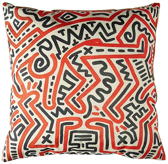 Modern Keith Haring Creative Abstract Curve Painting Sofa Simple Home Decor Design Throw Pillow Case Decor Cushion Covers Square 1818 Inch Beige Cotton Blend Linen