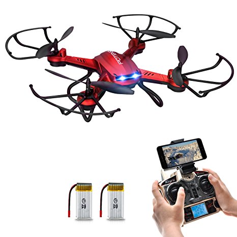 Drone with Camera,Potensic F181WH Drone RC Quadcopter RTF Altitude Hold RC Quadcopter UFO with 2MP WiFi Camera(Red)