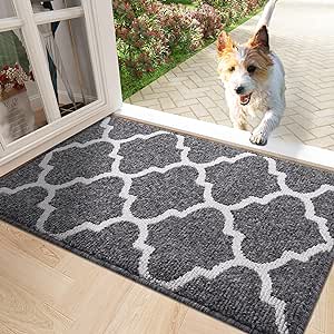 OLANLY Indoor Door Mat, 36x24, Non-Slip Absorbent Resist Dirt Entrance Mat, Washable Low-Profile Inside Floor Mat Doormats for Entryway, Black