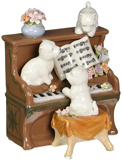 Cosmos 80096 Fine Porcelain Dogs and Piano Musical Figurine, 5-1/4-Inch