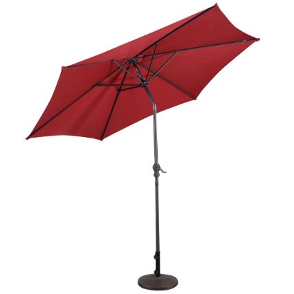 Giantex 10ft Patio Umbrella 6 Ribs Market Steel Tilt w/ Crank Outdoor Garden (Burgundy)