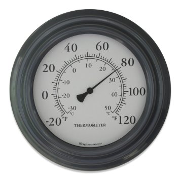 Gray Finish 8" Decorative Indoor / Outdoor Patio Thermometer