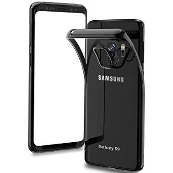 TOZO for Samsung Galaxy S9 Case, Clear Soft TPU Gel Skin [1.0mm Ultra Thin] slim Soft Protective Cover [Black Plating Edge]