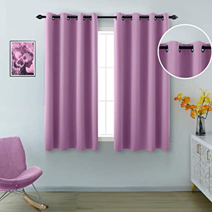 Girls Room Darkening Curtains for Nursery Set 2 Panels Short Grommet Blackout Window Drapes Block Insulated Thermal Light Purple Room Decor for Girls Bedroom Kids 54 Inch Length Lilac Lavender Purple