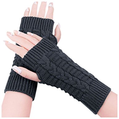 SBParts® Stylish Women Knit Winter Armwarmer Fingerless Gloves - Burgundy