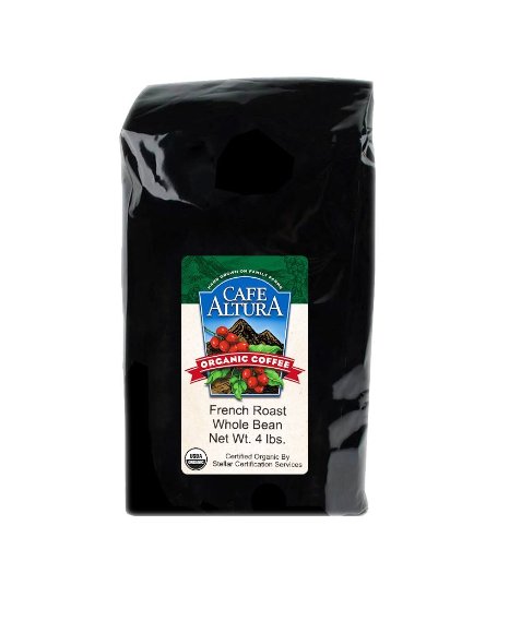 Cafe Altura Whole Bean Organic Coffee, French Roast, 4 Pound