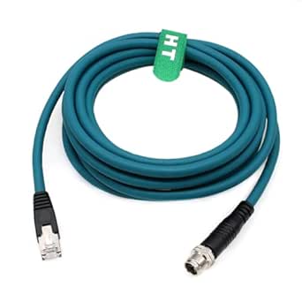 M12 Ethernet 8 Pin X Coded RJ45 CAT7e GigE Cable for Basler Cognex Industrial Camera Sensor High Speed Network Switch 2 Meter